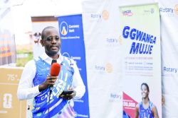 Centenary Bank Managing Director Godfrey Byekwaso at the activation of the 2026 Cancer Run at Nsambya Hospital