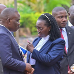 Erias Lukwago and Martha Karua at the General court Martial at Makindye