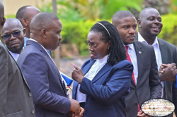 Erias Lukwago and Martha Karua at the General court Martial at Makindye