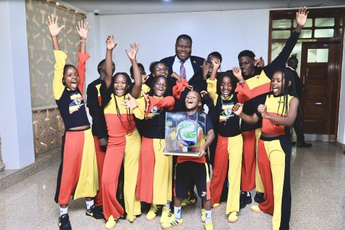 Speaker Oboth Oboth in a group photo with the Ghetto Kids