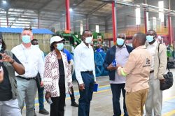 Mark Ssempijja, the General Manager at RZ Innovations Ltd taking the Equity Trade Show delegates through a stategic tour of the factory